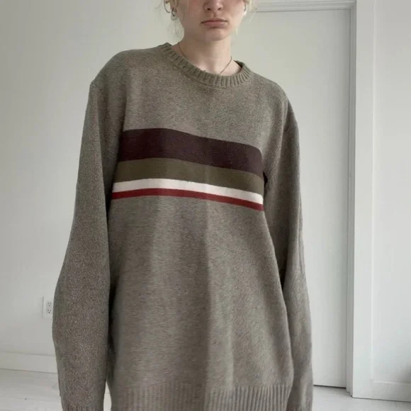 90s stripe green sweater - Picture 2 of 7